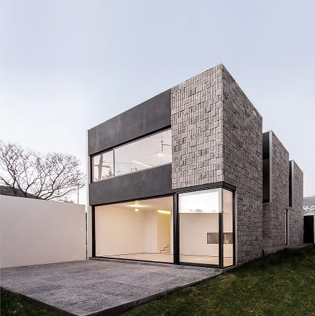 Minimalist house with stone facade